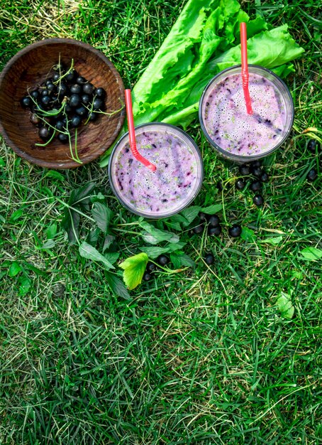 Berry smoothie in glasses.