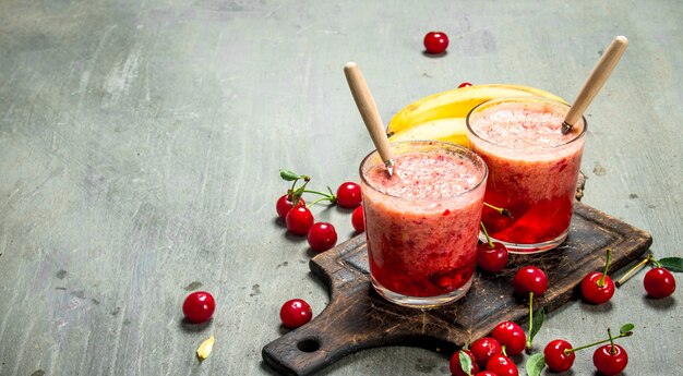 Berry smoothie with banana.