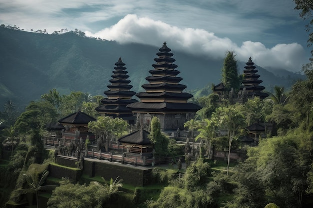 베사키 사원(Besakih Temple) 산으로 둘러싸인 장엄한 영성 생성 IA