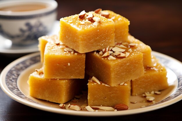 Besan burfi or mohanthal roasted barfi an indian sweet