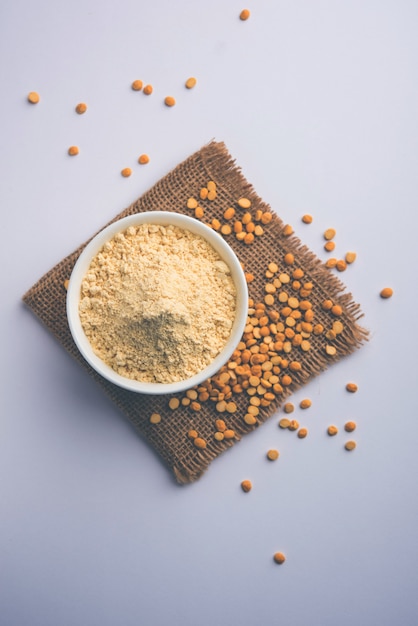 Besan, Gram or chickpea flour is a pulse flour made from a variety of ground chickpea known as Bengal gram. popular ingredient for Pakora, pakoda or bajji snack