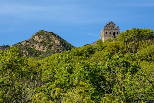 Beschermende muur mooie uitkijktoren De Grote Muur van China