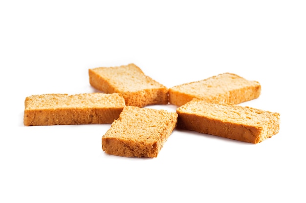 Beschuit of toast op een witte achtergrond