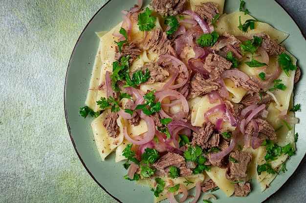 Beshbarmak Kazakh meat boiled meat with noodles