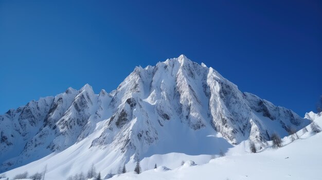 Besneeuwde berg met blauwe lucht