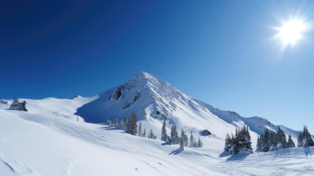 Besneeuwde berg met blauwe lucht