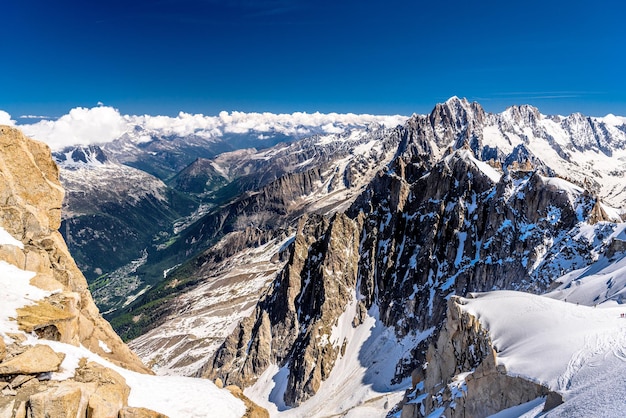 Besneeuwde bergen Chamonix Mont Blanc HauteSavoie Alpen Frankrijk