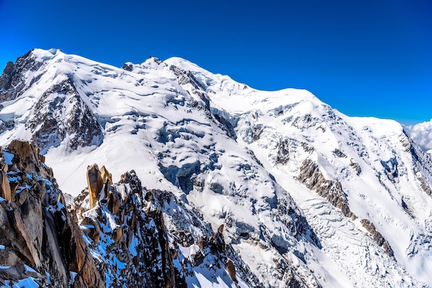 Besneeuwde bergen Chamonix Mont Blanc HauteSavoie Alpen Frankrijk