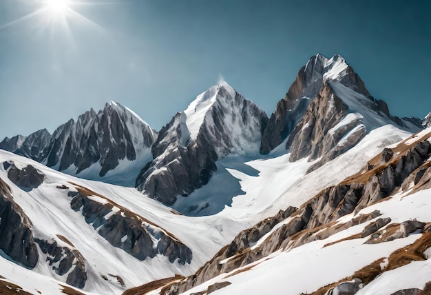 Foto besneeuwde bergketen