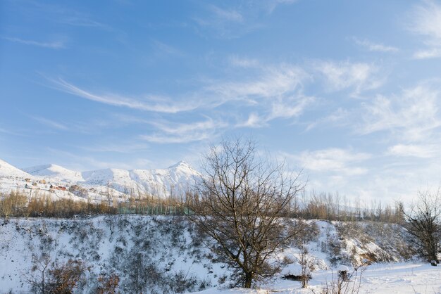 Besneeuwde mooie winterlandschap van bergen