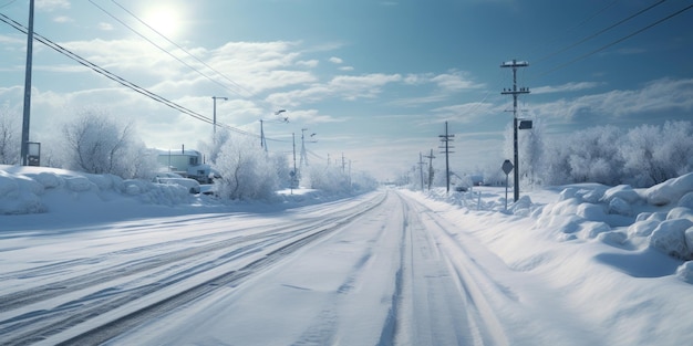 besneeuwde weg