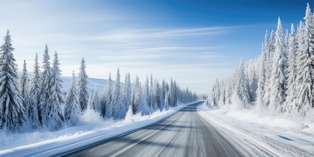 Besneeuwde winterweg