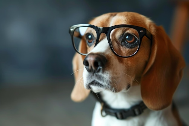 Bespectacled Beagle wearing glasses Generate Ai