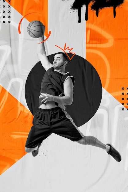 Foto il miglior design di collage di basket