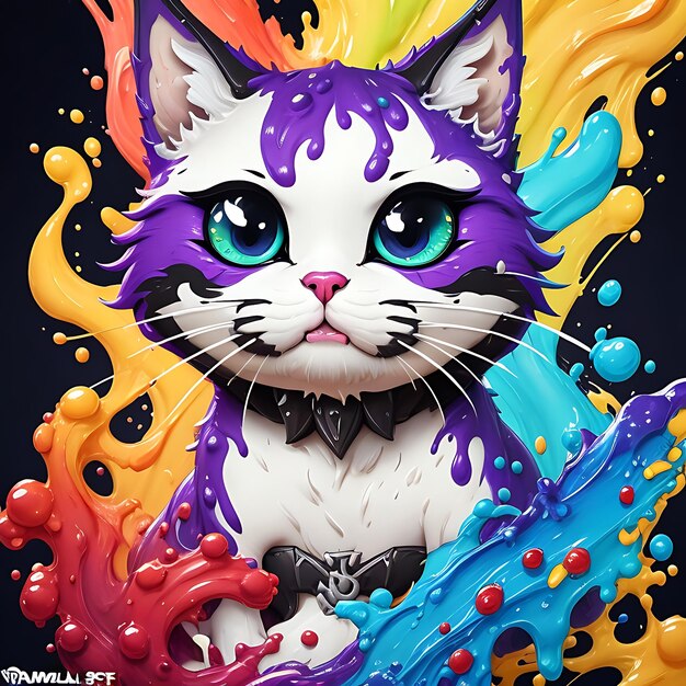 Best cat colorful cat Generative AI