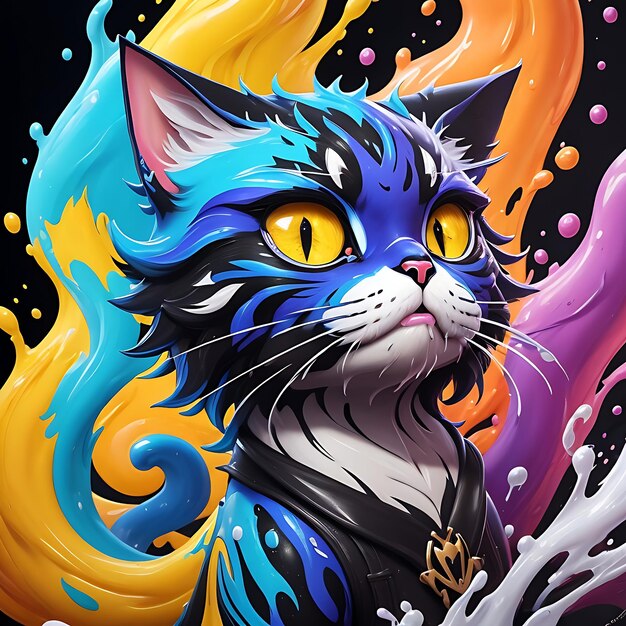 Best cat colorful cat Generative AI