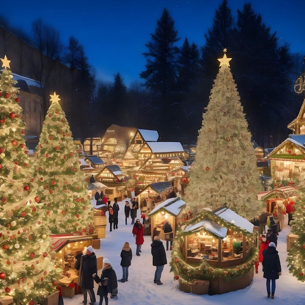 Premium AI Image Best Christmas Markets in the USA Christmas tree