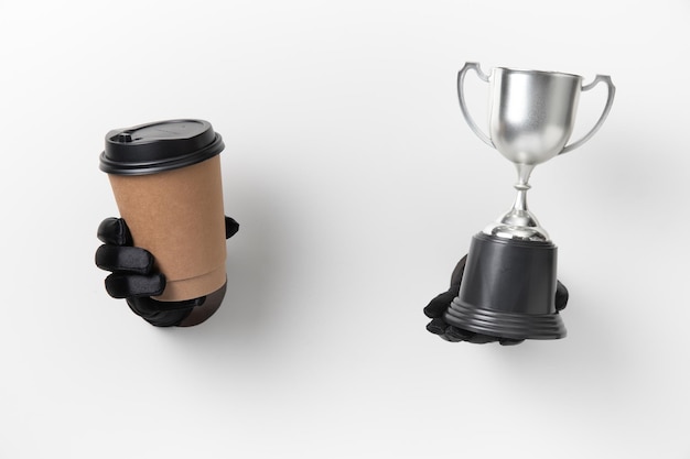 Best coffee prize award fine dining trophy on white background