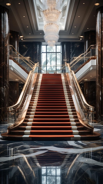 Photo best design marble stairs moving granite steps picture ai generated art