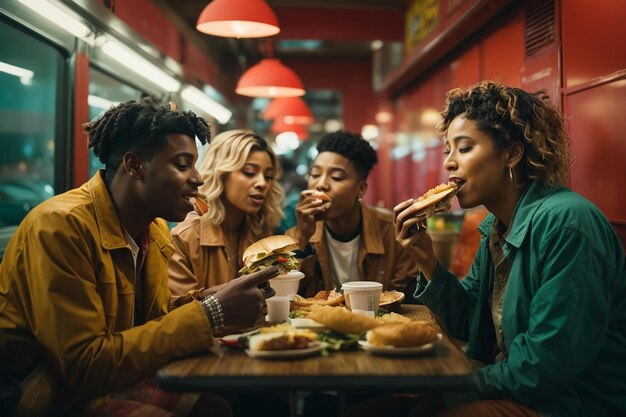 best friends eating together a sandwich