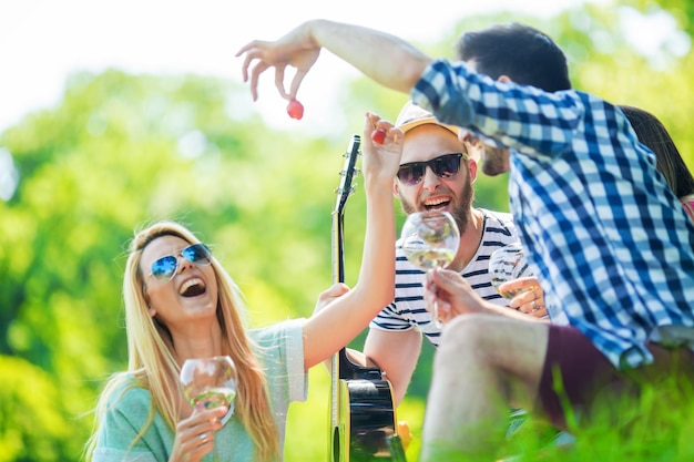 Best friends enjoying picnic together