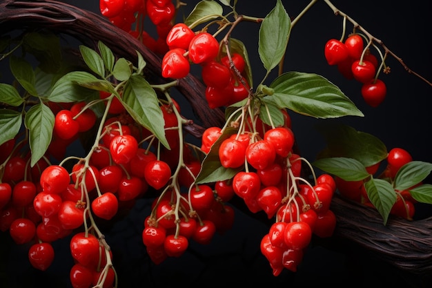 Best goji berries on black background Food nature Generate Ai