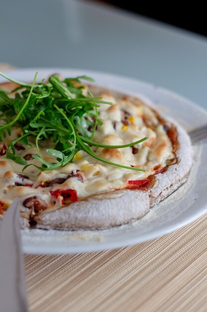 Best Homemade Vegan Pizza with homemade cheese and arugula