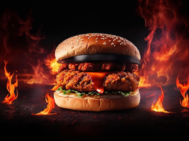 The best hot spicy burger photography images will satisfy your cravings Generative AI
