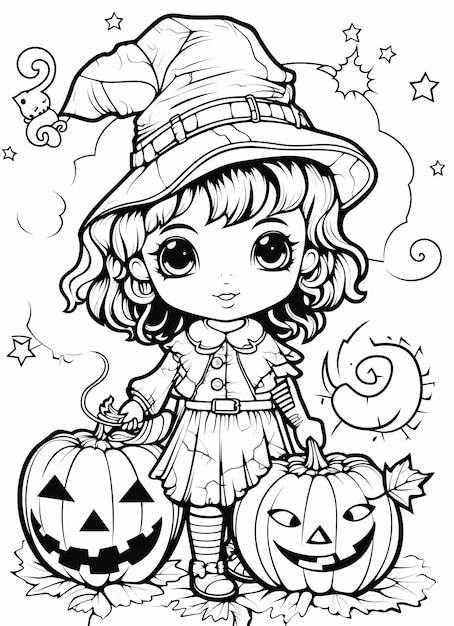 Photo best kids coloring page halloween theme a trio of wicked witches brewing potions