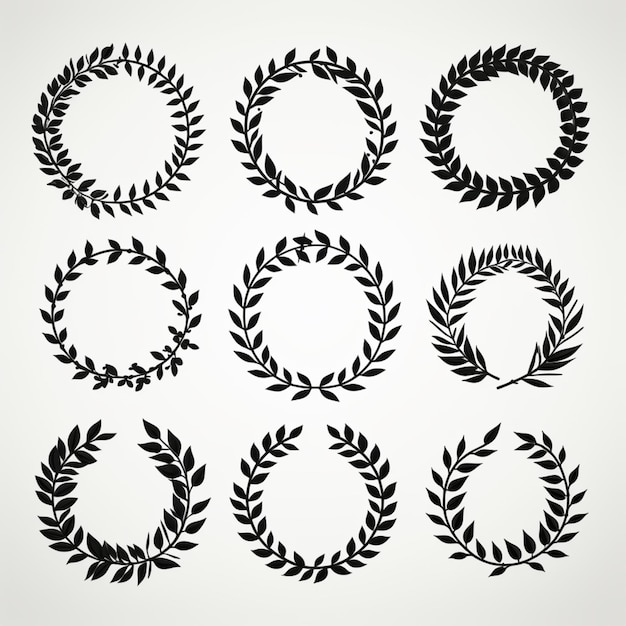 Photo best laurel wreath silhouette round collection set white background image ai generated art