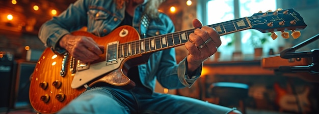 Best mates playing music together enjoying ourselves while jamming out on the guitar