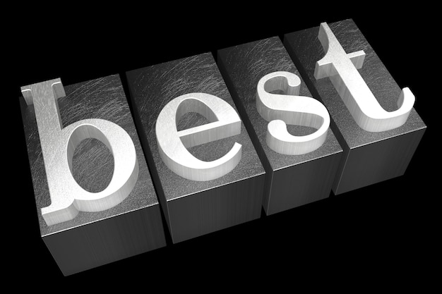 Best metal letterpress word isolated on black background