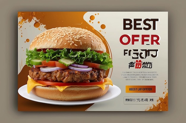 Foto modello di progettazione di banner web per la migliore offerta di cibo fsat