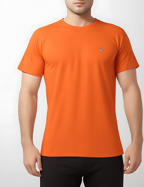 Photo the best orange blank tshirt man model front view mockup