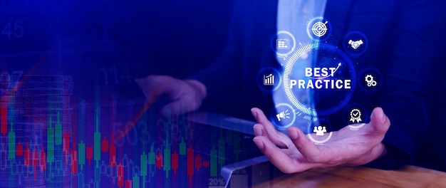 Best Practice concept Business Technology Internet en netwerk concept Best practice Manager coach leiderschapsplan om best practice methode toe te passen