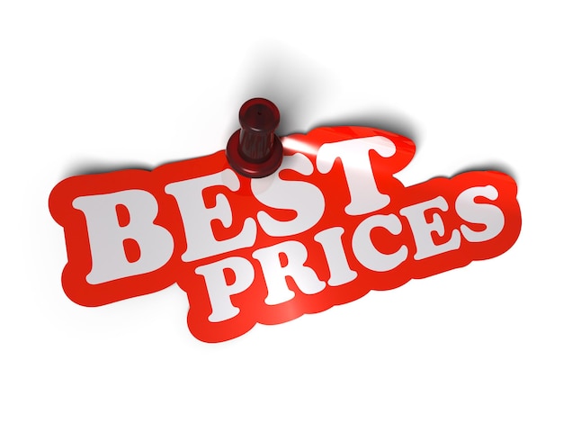 Premium Photo | Best prices sticker over a white background with a pushpin