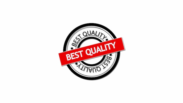 Photo best quality seal with red banner and circular black stamp on a white background