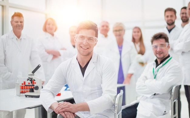 best researcher and his colleagues in the workplace . photo with a copy-space.