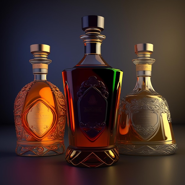 Best rum brands alcohol drink glass bottle AI Generated