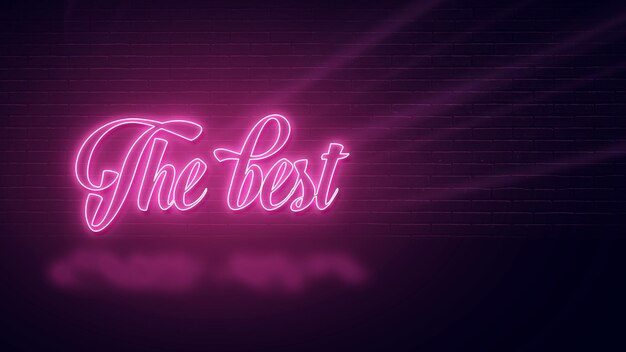 the best text neon sign light effect Horizontal design and empty space for copy