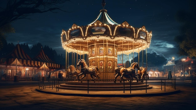 Foto beste duizend vintage carousel nacht royalty foto ai gegenereerde kunst