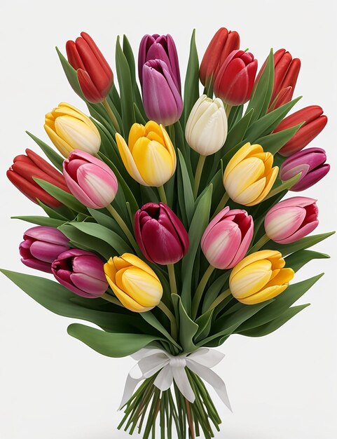 Beste tulpenboeket met witte achtergrond ai gegenereerd