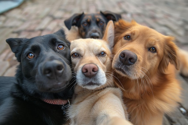 Foto beste vrienden honden nemen een selfie.