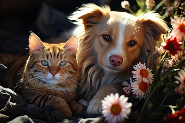 Beste vrienden huisdieren kat en hond samen
