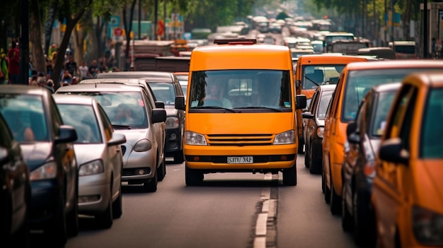 Bestelwagen gromt in het verkeer Generatieve AI