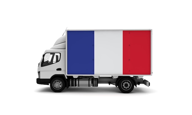 Bestelwagen met Frankrijk vlag logistiek concept