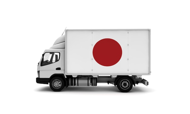 Bestelwagen met Japan vlag logistiek concept