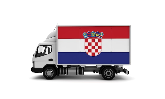 Bestelwagen met Kroatië vlag logistiek concept