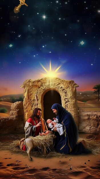 Photo bethlehem nativity scene divine mary