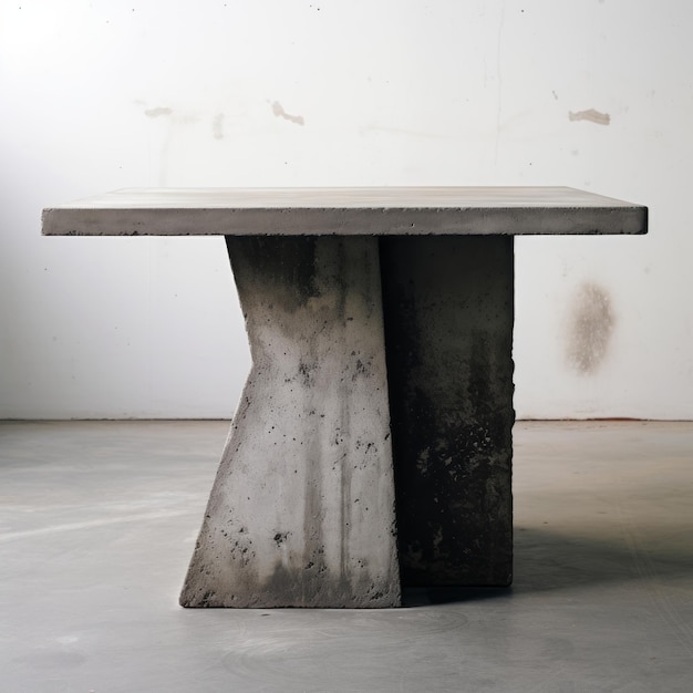 Foto betonkunstenaar onthult een opvallende minimalistische brutalistische tafel